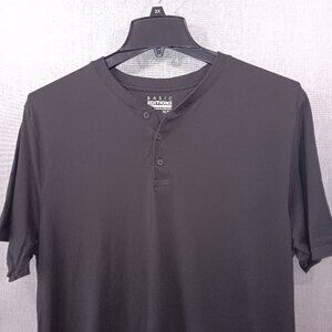 VTG Basic Editions Mens XL Black Short Sleeve Henley T Shirt Cotton Sears Kmart
